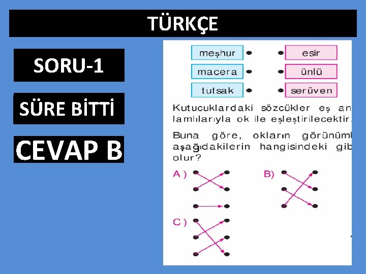 TÜRKÇE SORU-1 SÜRE BİTTİ 0: 01 1: 00 1: 01 1: 02 1: 03