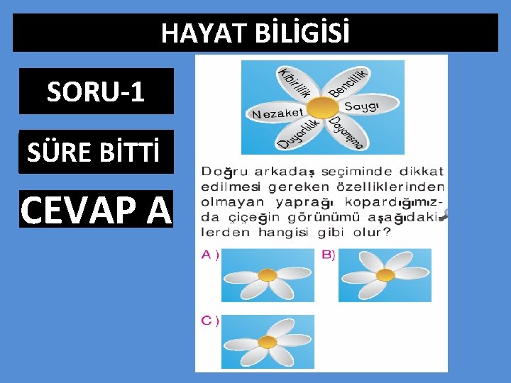 HAYAT BİLİGİSİ SORU-1 SÜRE BİTTİ 0: 01 1: 00 1: 01 1: 02 1: