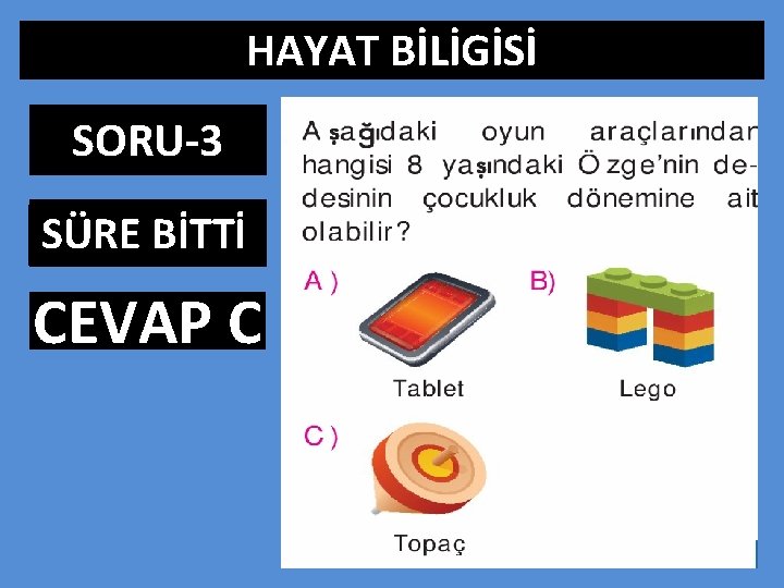 HAYAT BİLİGİSİ SORU-3 SÜRE BİTTİ 0: 01 1: 00 1: 01 1: 02 1: