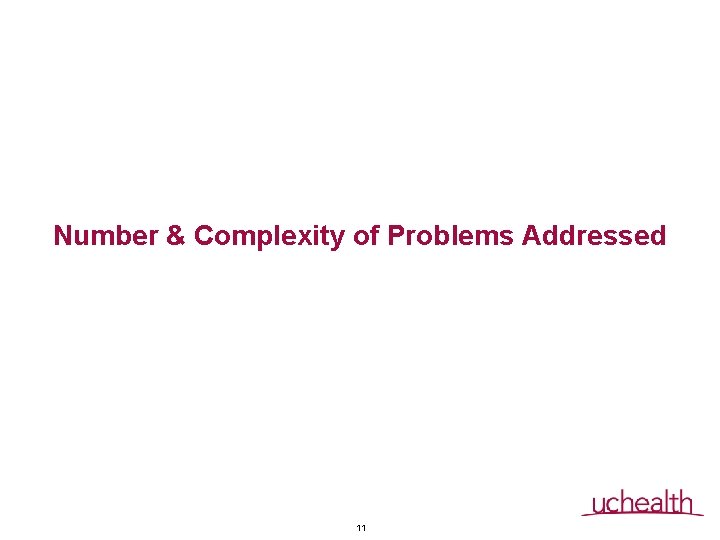 Number & Complexity of Problems Addressed 11 Number & Complexity of Problems Addressed 11