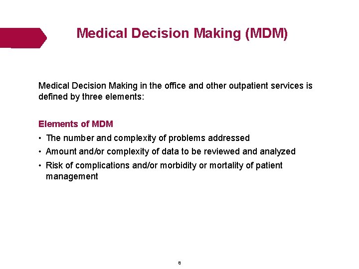 Medical Decision Making (MDM) Medical Decision Making in the office and other outpatient services Medical Decision Making (MDM) Medical Decision Making in the office and other outpatient services