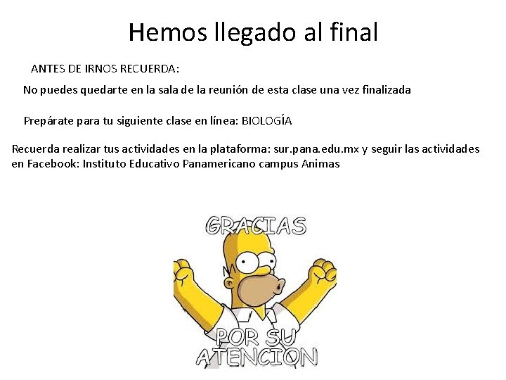 Hemos llegado al final ANTES DE IRNOS RECUERDA: No puedes quedarte en la sala