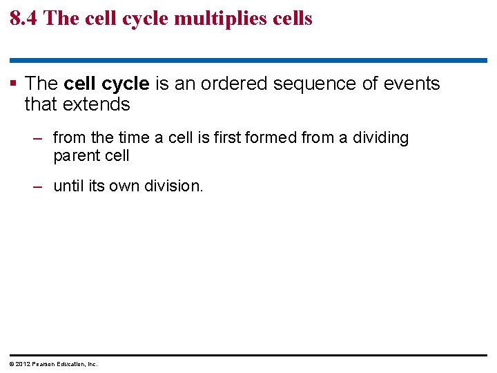 8. 4 The cell cycle multiplies cells § The cell cycle is an ordered