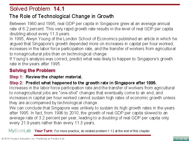 Solved Problem 14. 1 The Role of Technological Change in Growth Between 1960 and