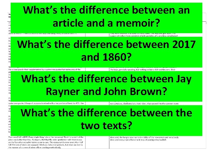 What’s the difference between an article and a memoir? What’s the difference between 2017