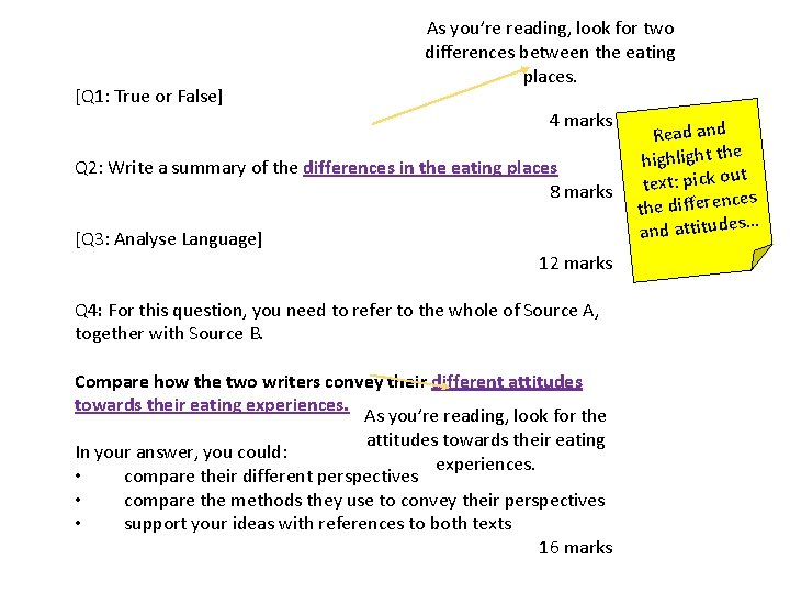 [Q 1: True or False] As you’re reading, look for two differences between the