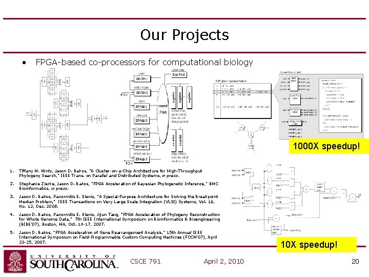 Our Projects • FPGA-based co-processors for computational biology 1000 X speedup! 1. Tiffany M.