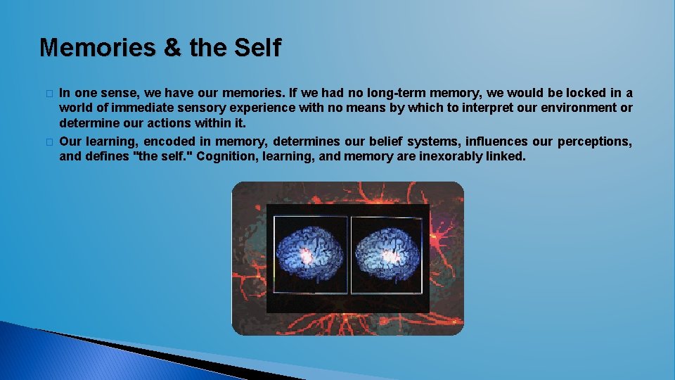 Memories & the Self � � In one sense, we have our memories. If Memories & the Self � � In one sense, we have our memories. If