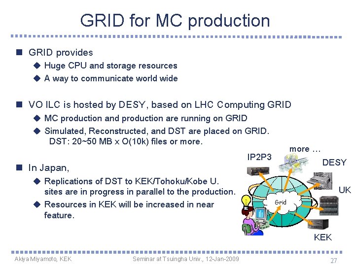 GRID for MC production n GRID provides u Huge CPU and storage resources u