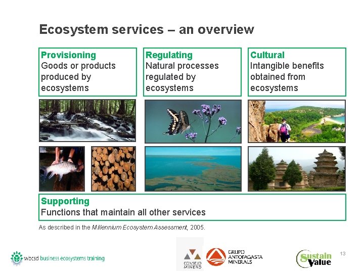 Ecosystem services – an overview Provisioning Goods or products produced by ecosystems Regulating Natural
