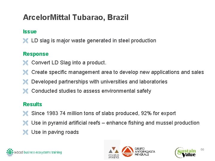 Arcelor. Mittal Tubarao, Brazil Issue Ë LD slag is major waste generated in steel