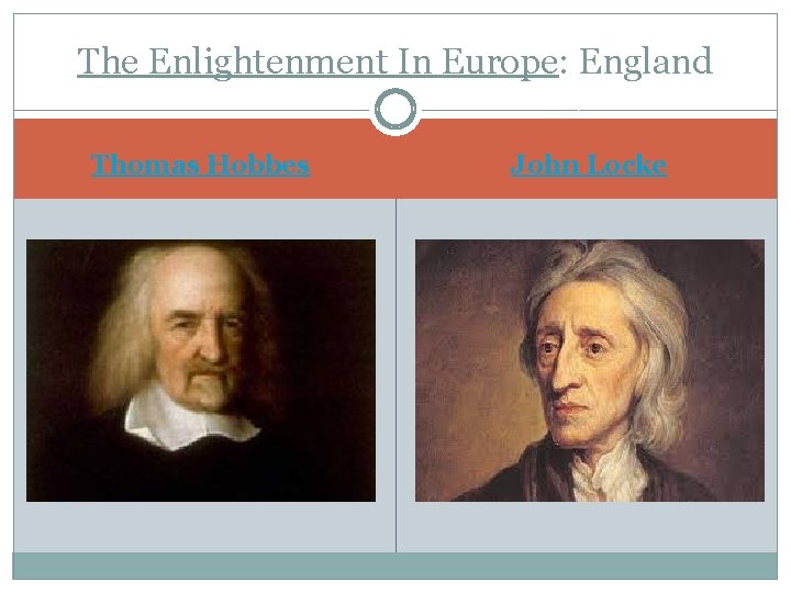 The Enlightenment In Europe: England Thomas Hobbes John Locke 