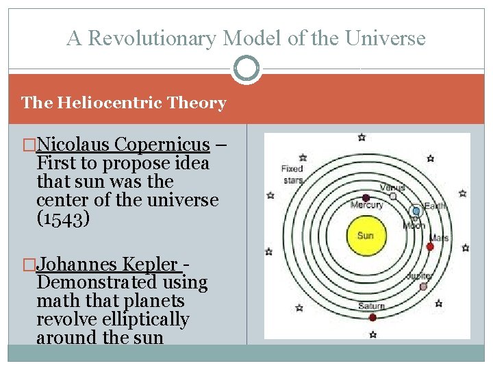 A Revolutionary Model of the Universe The Heliocentric Theory �Nicolaus Copernicus – First to