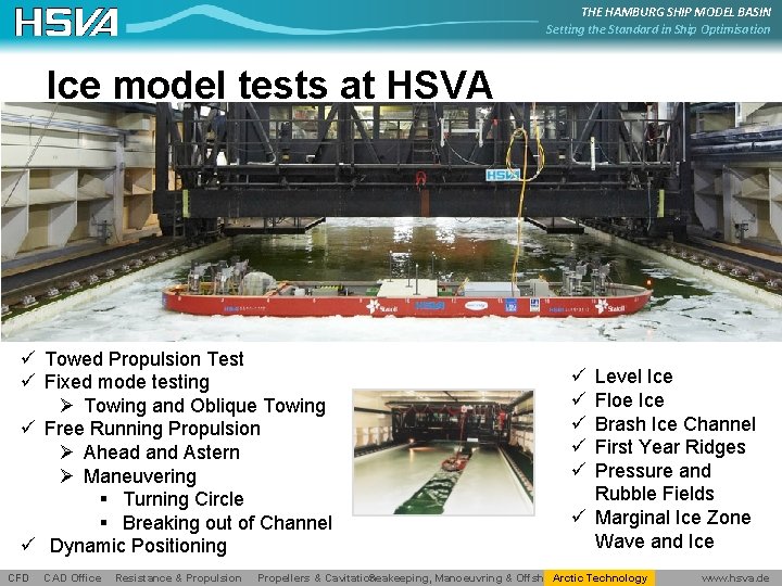 THE HAMBURG SHIP MODEL BASIN Setting the Standard in Ship Optimisation Ice model tests