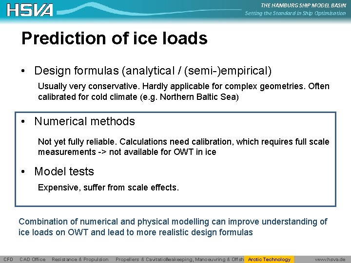 THE HAMBURG SHIP MODEL BASIN Setting the Standard in Ship Optimisation Prediction of ice