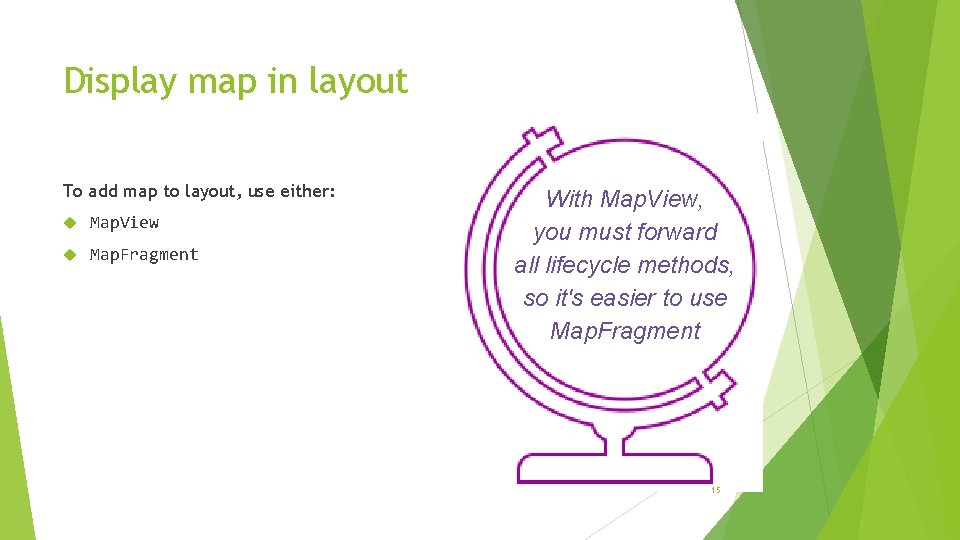 Display map in layout To add map to layout, use either: Map. View Map.