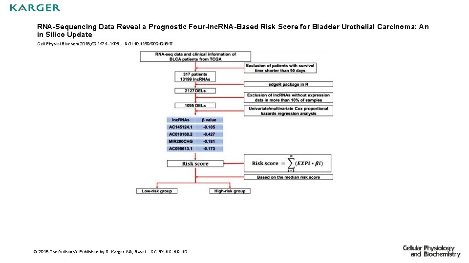 RNA-Sequencing Data Reveal a Prognostic Four-lnc. RNA-Based Risk Score for Bladder Urothelial Carcinoma: An