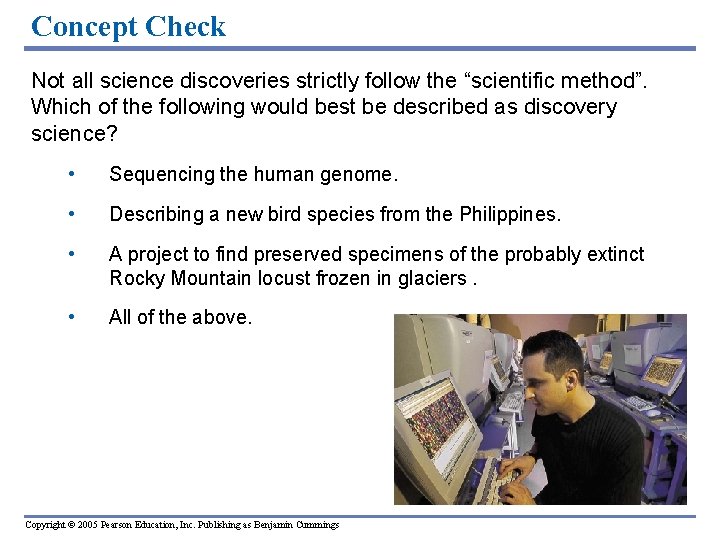 Concept Check Not all science discoveries strictly follow the “scientific method”. Which of the