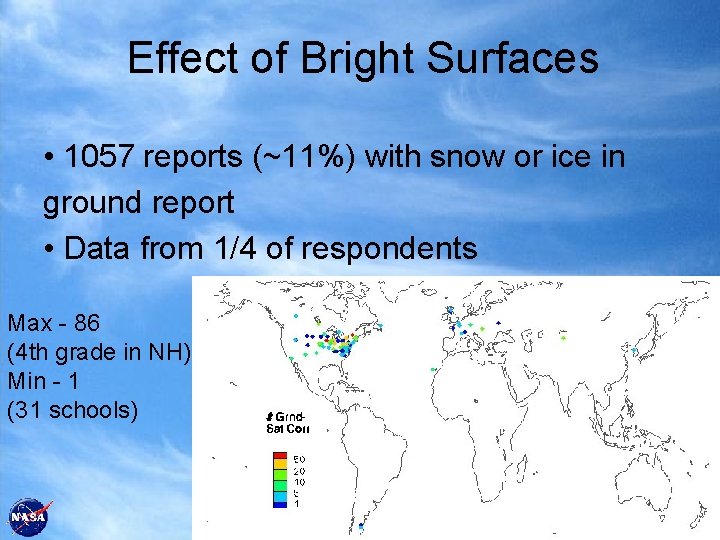 Effect of Bright Surfaces • 1057 reports (~11%) with snow or ice in ground