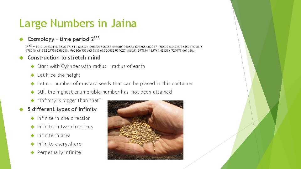 Large Numbers in Jaina Cosmology – time period 2588 Construction to stretch mind Start