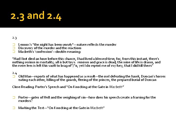 2. 3 and 2. 4 2. 3 � � � Lennox’s “the night has