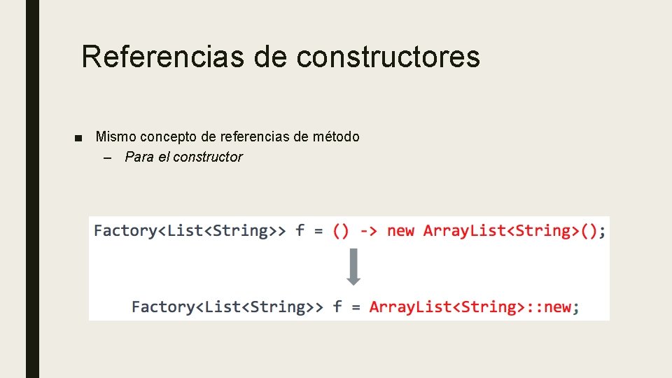 Referencias de constructores ■ Mismo concepto de referencias de método – Para el constructor