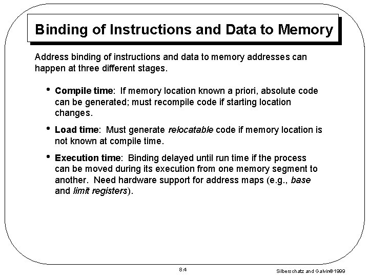 Binding of Instructions and Data to Memory Address binding of instructions and data to