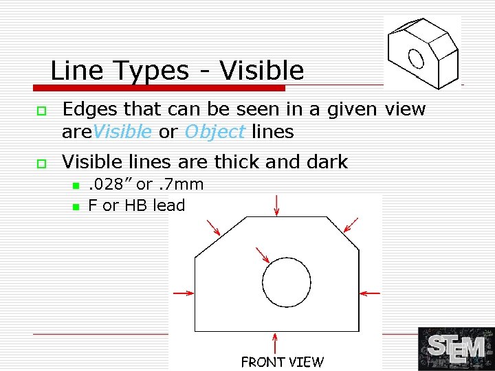 Line Types - Visible o o Edges that can be seen in a given