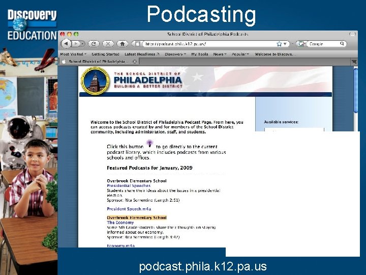 Podcasting podcast. phila. k 12. pa. us 