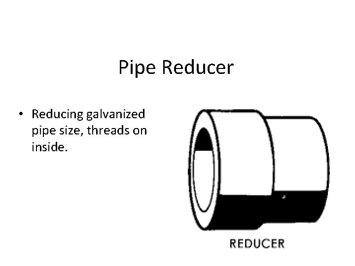 Pipe Reducer • Reducing galvanized pipe size, threads on inside. 