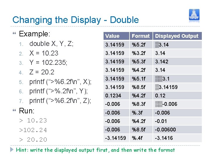 Changing the Display - Double Example: 1. 2. 3. 4. 5. 6. 7. double Changing the Display - Double Example: 1. 2. 3. 4. 5. 6. 7. double