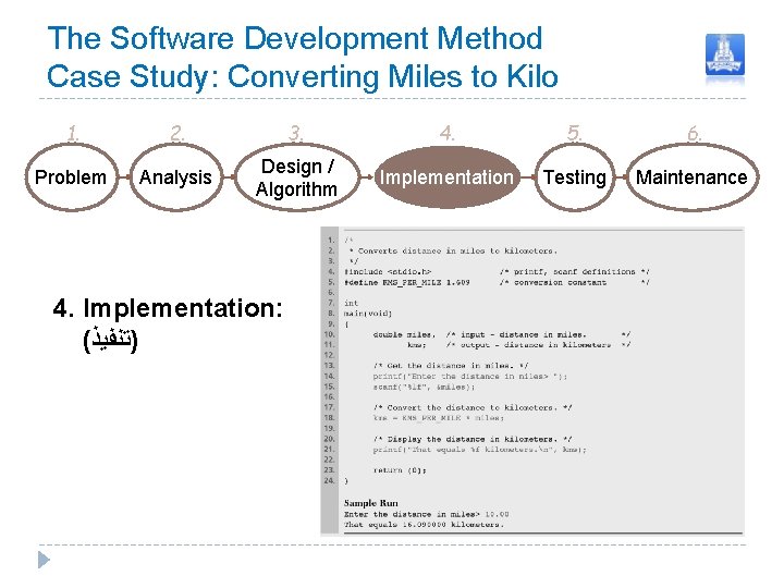 The Software Development Method Case Study: Converting Miles to Kilo 1. 2. 3. 4. The Software Development Method Case Study: Converting Miles to Kilo 1. 2. 3. 4.