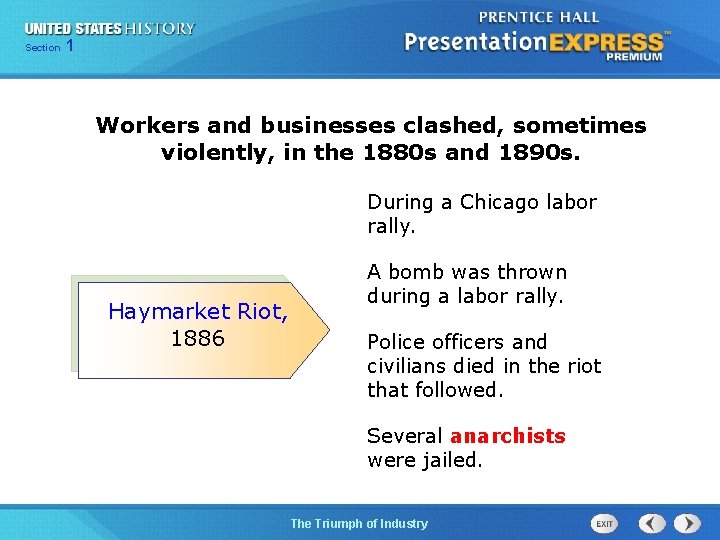 125 Section Chapter Section 1 Workers and businesses clashed, sometimes violently, in the 1880