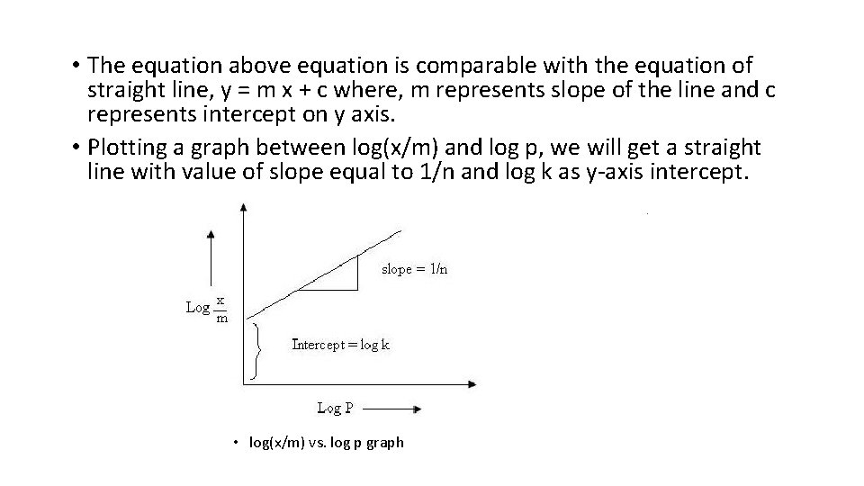  • The equation above equation is comparable with the equation of straight line,