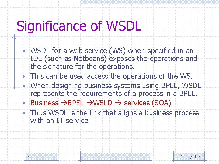 Significance of WSDL • WSDL for a web service (WS) when specified in an