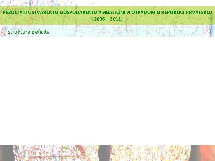 REZULTATI OSTVARENI U GOSPODARENJU AMBALAŽNIM OTPADOM U REPUBLICI HRVATSKOJ (2006 – 2011) struktura deficita