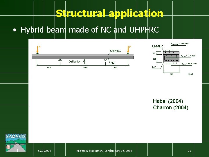 Structural application • Hybrid beam made of NC and UHPFRC F F UHPFRC As,
