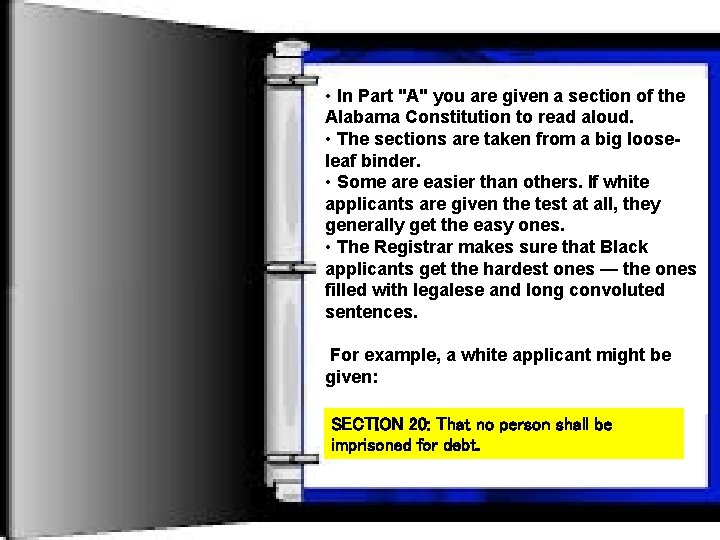  • In Part "A" you are given a section of the Alabama Constitution