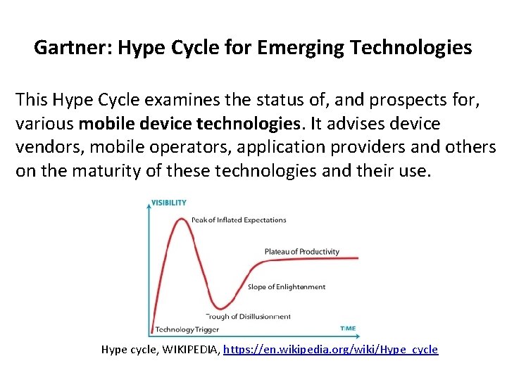 Gartner: Hype Cycle for Emerging Technologies This Hype Cycle examines the status of, and