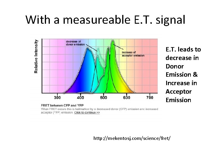 With a measureable E. T. signal E. T. leads to decrease in Donor Emission