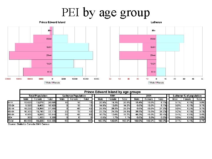 PEI by age group 