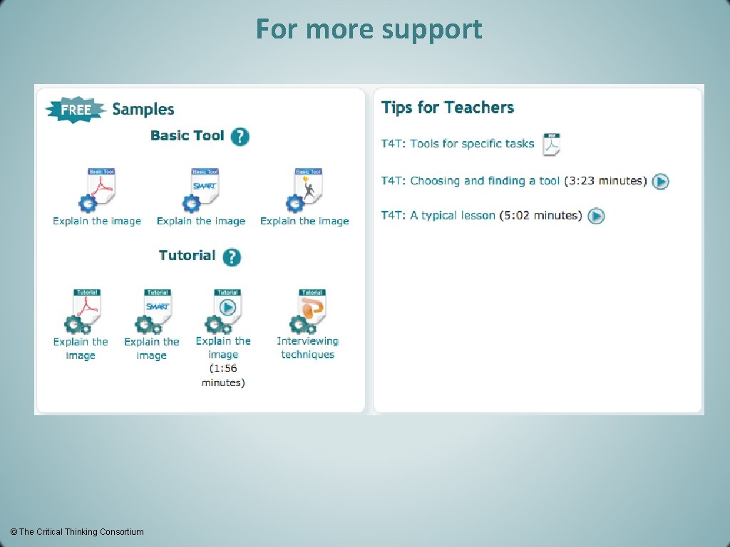 For more support © The Critical Thinking Consortium 