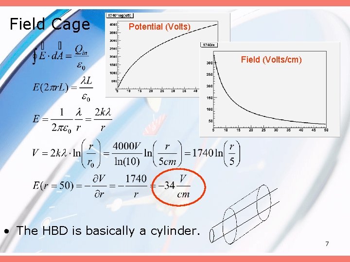 Field Cage Potential (Volts) Field (Volts/cm) • The HBD is basically a cylinder. 7