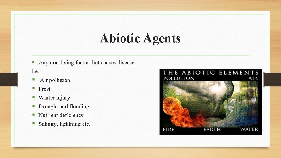 Abiotic Agents • Any non living factor that causes disease i. e. § §