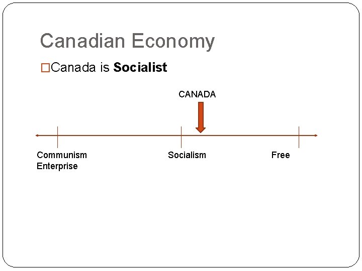 Canadian Economy �Canada is Socialist CANADA Communism Enterprise Socialism Free 