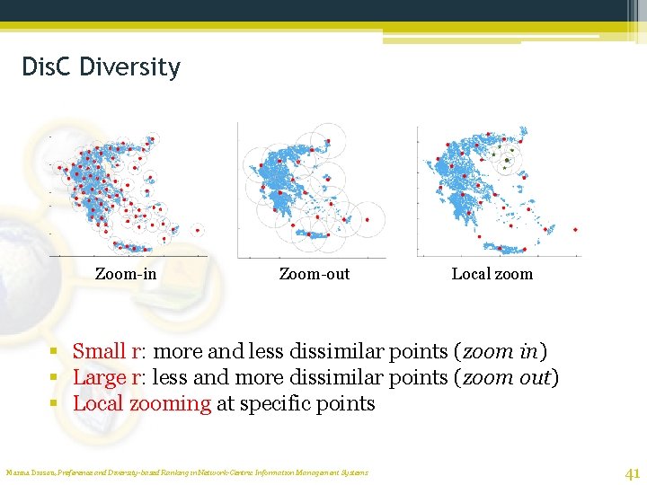 Dis. C Diversity Zoom-in Zoom-out Local zoom § Small r: more and less dissimilar