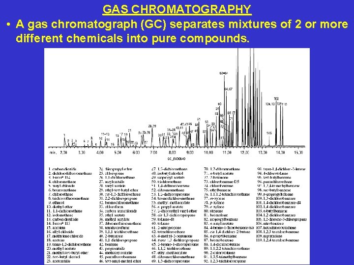 GAS CHROMATOGRAPHY • A gas chromatograph (GC) separates mixtures of 2 or more different