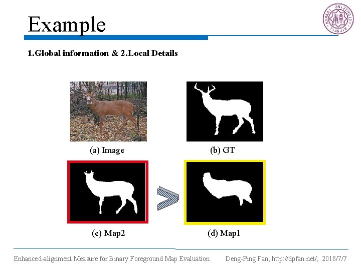 Example 1. Global information & 2. Local Details (a) Image (b) GT > (c)