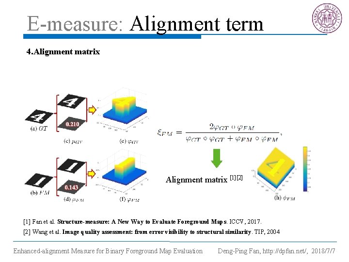 E-measure: Alignment term 4. Alignment matrix [1][2] [1] Fan et al. Structure-measure: A New