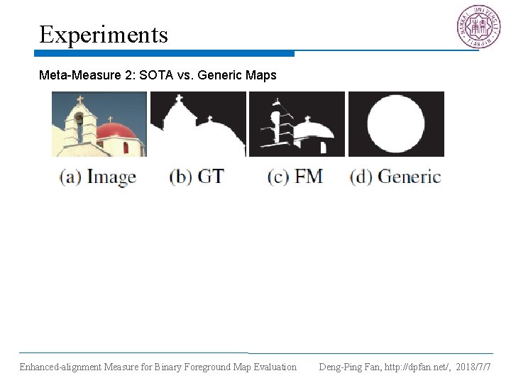 Experiments Meta-Measure 2: SOTA vs. Generic Maps Enhanced-alignment Measure for Binary Foreground Map Evaluation